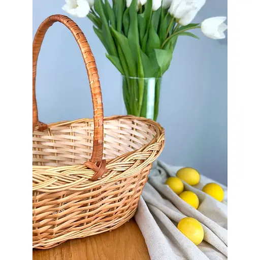 Великодній кошик із лози з однією ручкою Закарпаття Коричневий - фото 4