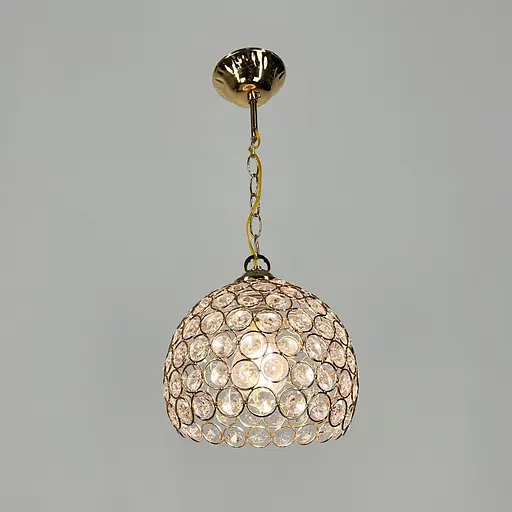 Золотий підвісний світильник із декоративним кришталем Ø 20 см | Line F | Арт. 402/1M GD - фото 2