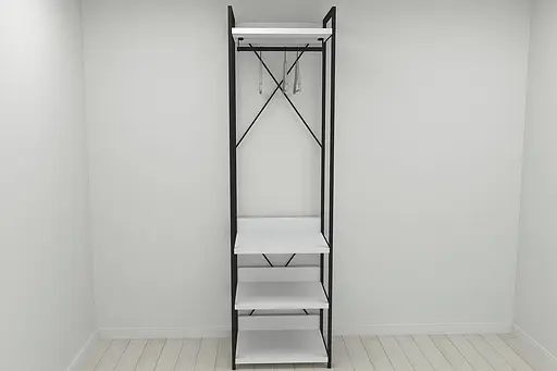 Шафа Гардероб Уні секція 3 серії Конект Ferrum-decor 220x60x50см Чорний метал ДСП Білий 32 мм (FRD-104523) - фото 8