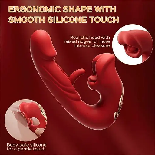 Вибратор для женщин многофункциональный Pretty Love Night Lover с 19 режимами 3в1 21 см красный - фото 5