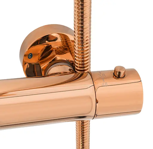 Душовя система Rea Lungo з термостатом та виливом rose gold REA-P6606, Теплий захід сонця - фото 7