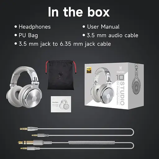 Гарнітура OneOdio Pro 10, 3,5мм/6,35мм, Silver - фото 3