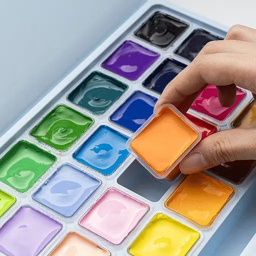 Набор гуашевых красок Jelly Cup 24×30 мл голубой пластиковый пенал HIMI - фото 3