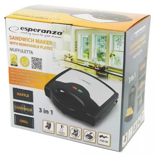 Мультимейкер (бутербродниця-вафельниця-гриль) Esperanza MUFFULETTA (EKT005) - фото 6