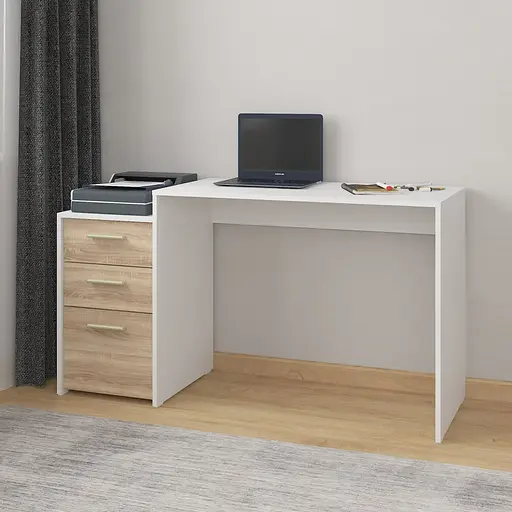 Комп'ютерний стіл із ящиками id A-187 1385x756x502 мм Білий-Дуб сонома