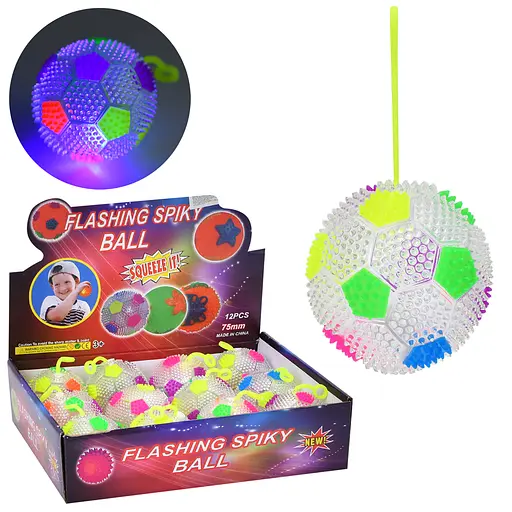 М'яч дитячий, 7.5 см, довга ручка, текстурний, світло, пискавка, на батарейках, 30x22.5x8 см - фото 2