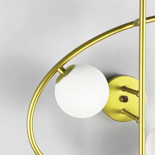 Золотое левое бра на 2 белых плафона Line F Арт. YG 8014-2W L GD (левая сторона)  - фото 5