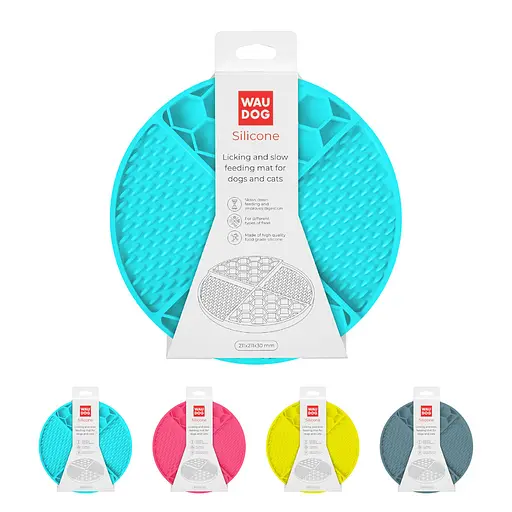 Коврик для слизывания и медленного питания Waudog Silicone 211х211х30 мм голубой - фото 2