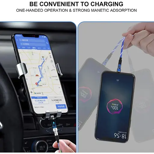 Магнитный зарядный кабель Light Up, совместимый с Samsung Galaxy S23 S22 S21 S20 S10E S9 S8 Plus Note 20 540° - фото 6