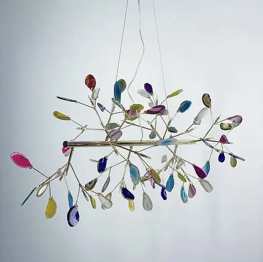 Линейная люстра с рожками в виде веточек с цветными лепестками Ст. H 9802 (Прямая) | Line F - фото 3