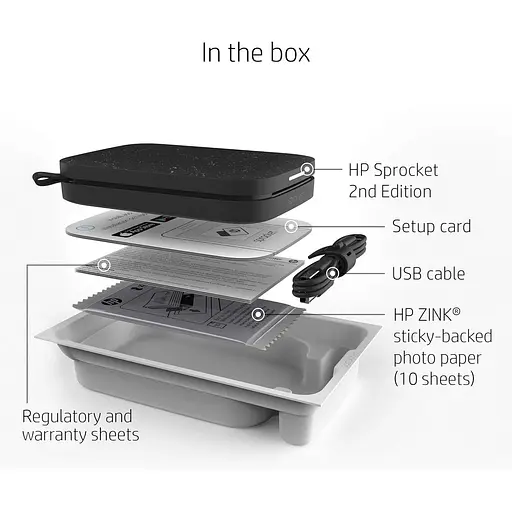 Портативний фотопринтер HP Sprocket 2x3 Black (HPISPB) [141280] - фото 5