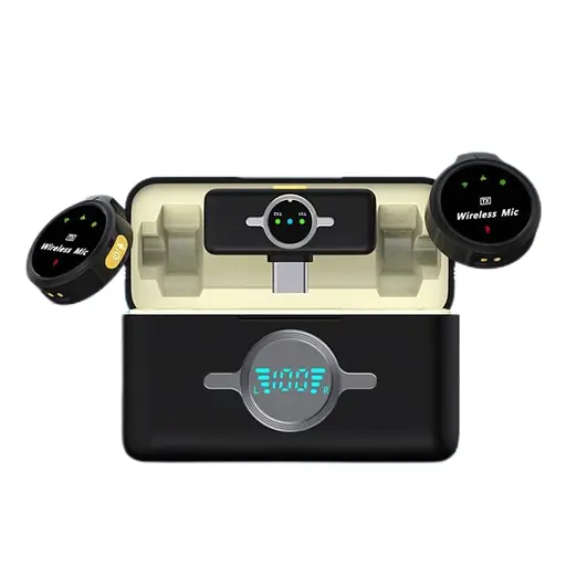 Беспроводной петличный микрофон Funsnap A6S / 2 TX + RX / 2 микрофона / до 30 ч работы / дальность 100 м / Type-C / Lightning