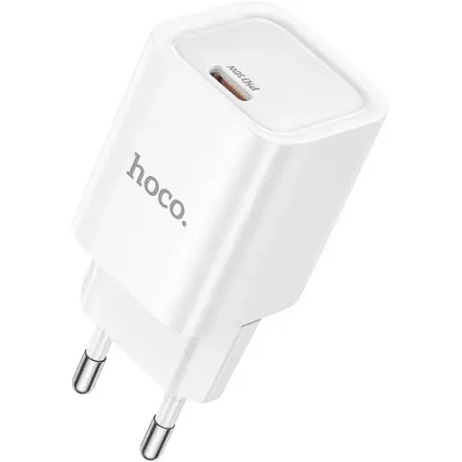 Мережевий зарядний пристрій Hoco C148A Charm single port PD30W charger (EU) білий - фото 1