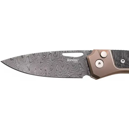 Ніж Lionsteel Twain Damascus Titanium Carbon Fiber Bronze - фото 3