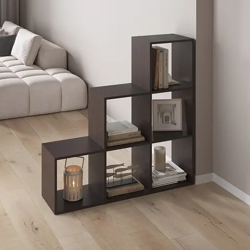 Книжная полка стеллаж Vays M-39 Венге Темный с 6 ячейками этажерка для дома игрушек и декора ЛДСП 108x29x108 см