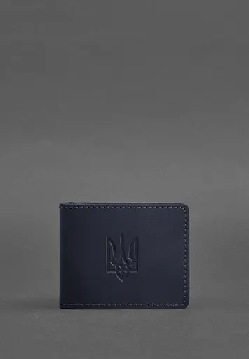 Кожаная обложка для удостоверения с гербом, синий Crazy Horse - фото 2