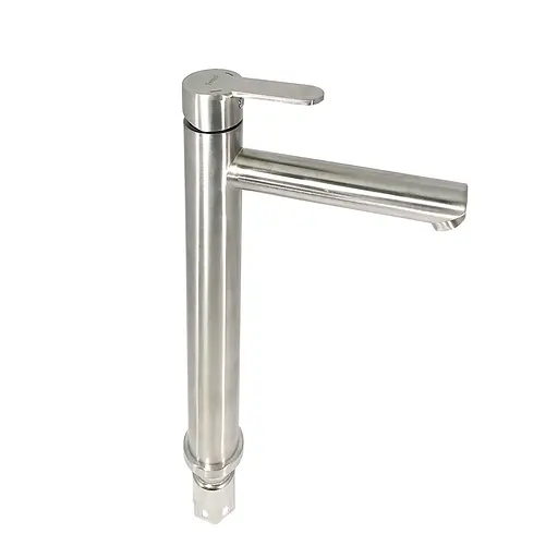 F10801-2 (H801) Змішувач для умивальника нержавіюча сталь високий гусак гайка Ø35 Frap 1/10 Нержавіюча сталь - фото 1