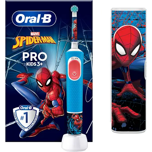 Набір: дитяча електрична зубна щітка Oral-B Pro Kids Людина-Павук з футляром + зубна Паста Oral-B Pro Junior для дітей від 6 до 12 років 75 мл - фото 2