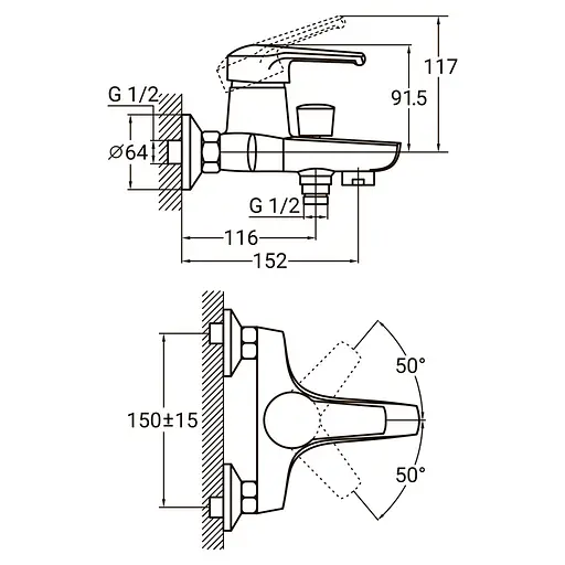 Смеситель для ванны AQUATICA HM-1C131C 9736200 - фото 2