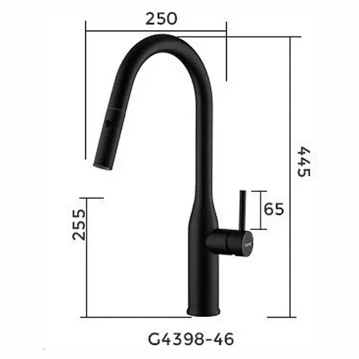 Смеситель для кухни высокий вытяжной гусак аэратор 2 функции нержавеющий корпус гайка Ø35 черный Gappo G4398-46 Черный матовый - фото 8