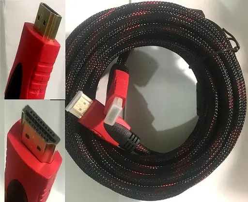 3D кабель TCOM Hdmi 5 м в обплетенні чорно-червоний - фото 2