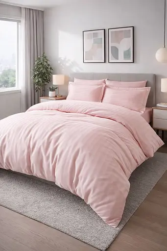 Комплект постельного белья полуторный 160х220 пудровый сатин TC303376198 - фото 1