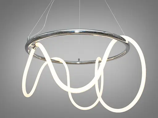 Сучасна новинка, лед люстра підвіс Мотузка, 32 Вт, срібна люстра - фото 2