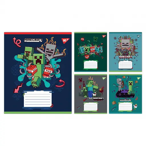 Зошити учнівські 24 аркуша лінія Yes Minecraft Heroes, 20 шт. в упаковці