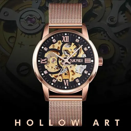 Чоловічий скелетон годинник Skmei 9199 (Розове золото) - фото 3