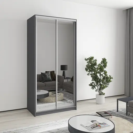 Шафа-купе дводверна MebelStar Стандарт AL 2 Дзеркала 100x60x210 см Антрацит (MBS-2522)