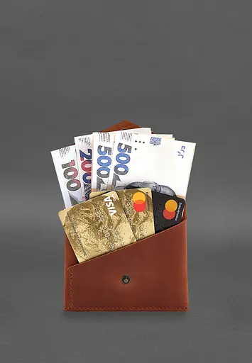 Кожаный кошелек mini 3.0 (кард-кейс) светло-коричневый Crazy Horse - фото 5