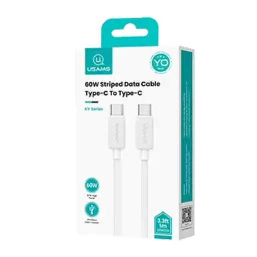 Кабель Usams US-SJ696 60W Striped Data Cable Type-C To Type-C-KY Series 2 м белый - фото 2