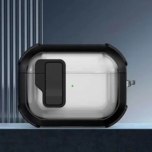 Футляр противоударный Locking Button для наушников Airpods Pro 2/Pro Black - фото 2