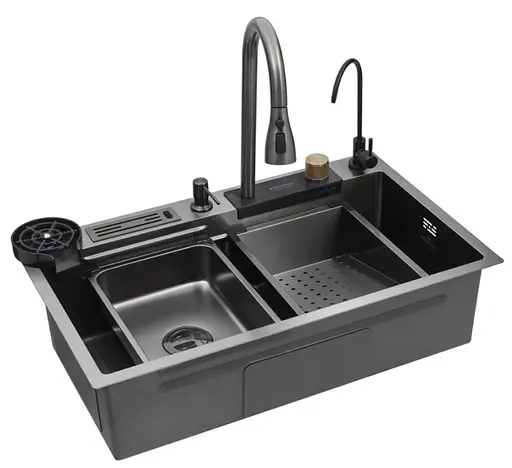 Кухонная мойка Kroner KRP KRP Schwarze - SET7545NB PVD (3.0/0.8 мм) (CV033805) - фото 3