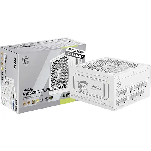 Блок питания MSI MAG 1000W PCIE5 80+ Gold (MAG A1000GL PCIE5 WHITE) - фото 5
