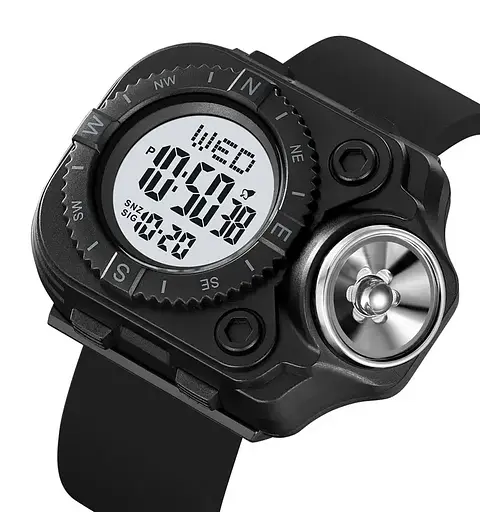 Чоловічий наручний годинник з ліхтарем Skmei 2187 Чорний з білим циферблатом - фото 2