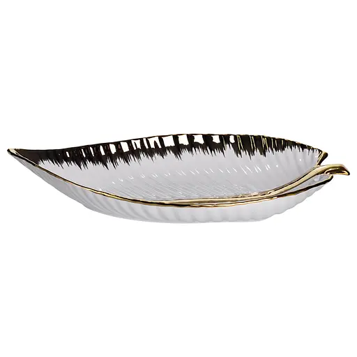 Фарфоровое блюдо для сервировки стола в форме листьев 45×24×5.5 (см) блюдо для подачи закусок Золото Yiwu WH047 - фото 3