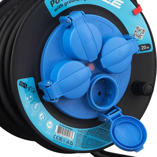 Сетевой фильтр 4XSchuko на катушке, IP44, 3G*1,5 мм, 20 м, черный (2E-CR4315IP44M20) - фото 5