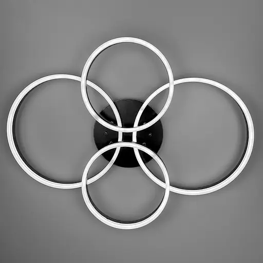 Чорна стельова LED люстра Anelli на 4 кільця | Line F | Арт. A8008/2+2 BK - фото 2