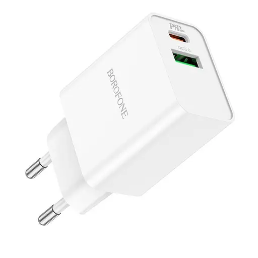 Блок живлення Адаптер мережевий Borofone Resource charger BA69A 2 виходи 20W білий - фото 1