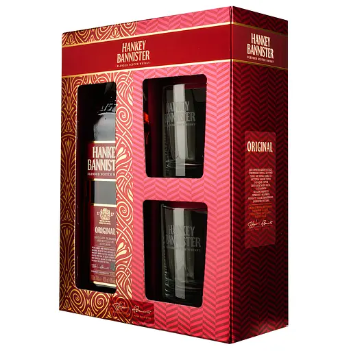 Уценка. Набор шотландского Виски Hankey Bannister Original, 40%, 0,7 л + 2 стакана - фото 2