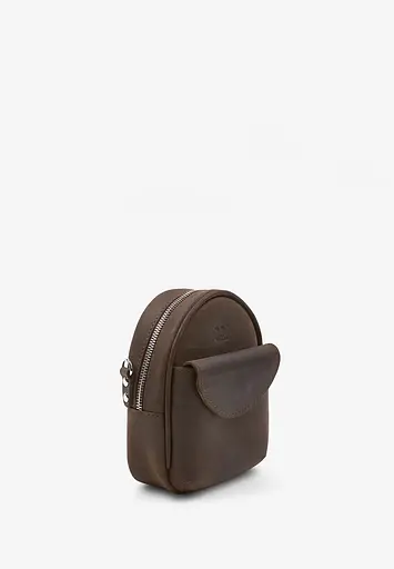 Шкіряна жіноча міні-сумка Kroha темно-коричнева vintage - фото 4