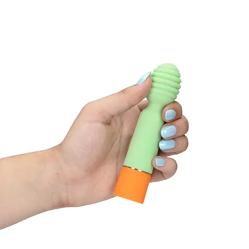 Вібратор Loveline Ribbed Mini 12 см зелений - фото 7