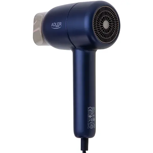 Фен Adler AD 2279b blue 1800Вт/ 2 швидкості/ хол.обдув/ темп.режимів-2/іонізація/ насадки - 1 шт. - фото 3