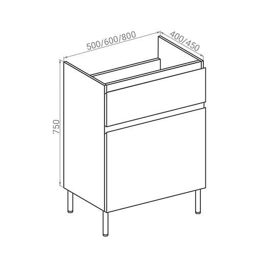 Тумба для підлоги RJ Flora-XO з умивальником Moduo K116-009 50 см Білий RJFU073-0150WHSET(RJFU073-0150WH + K116-009) Білий - фото 2