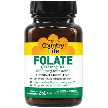 Вітаміни та мінерали Country Life Folic Acid, 250 таблеток