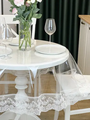 Силіконова скатертина з молочним мереживом Блюмарин 15 см 360х120 см - фото 2