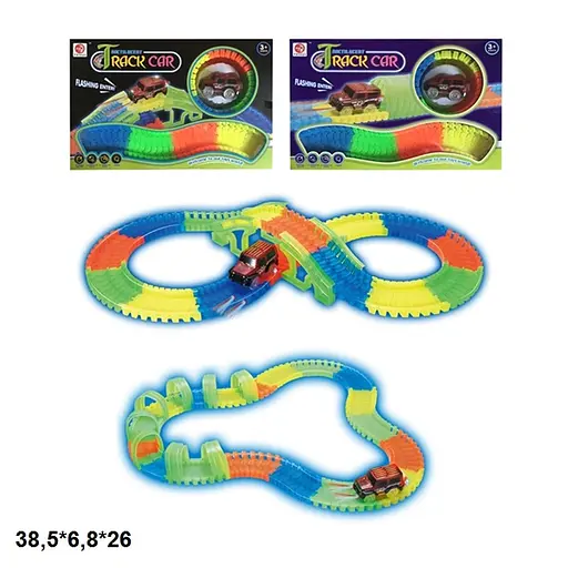 Трек люмінесцентний (світиться) з машинкою, 38.5x6.8x26 см, 7202/7203 - фото 2