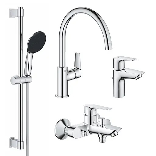 Комплект смесителей для ванной комнаты и кухни Grohe QuickFix Start Edge UA202501SK Хром - фото 1