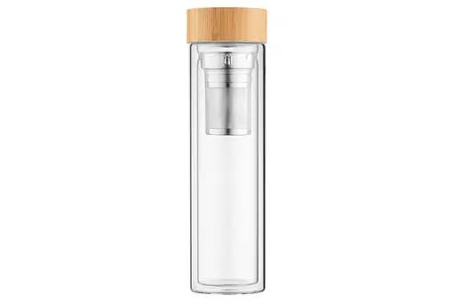Термос стеклянный Ardesto с двойными стенками боросиликатное стекло бамбуковая крышка 450 мл (AR1345BB) - фото 4